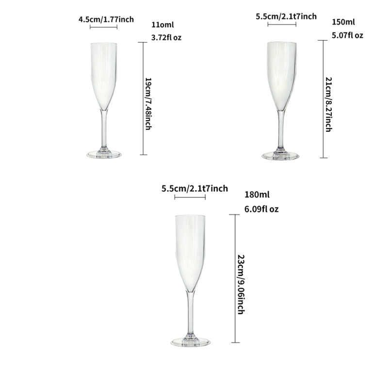 Elegant Shatterproof Clear PC Champagne Toasts