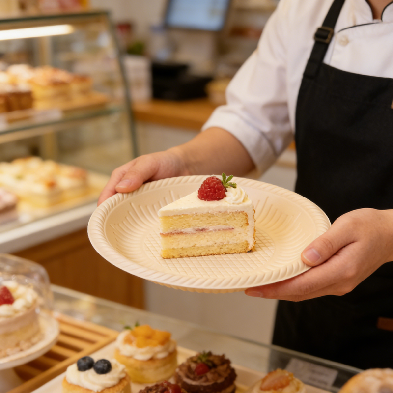14cm Compostable Round Cornstarch Salad Plates