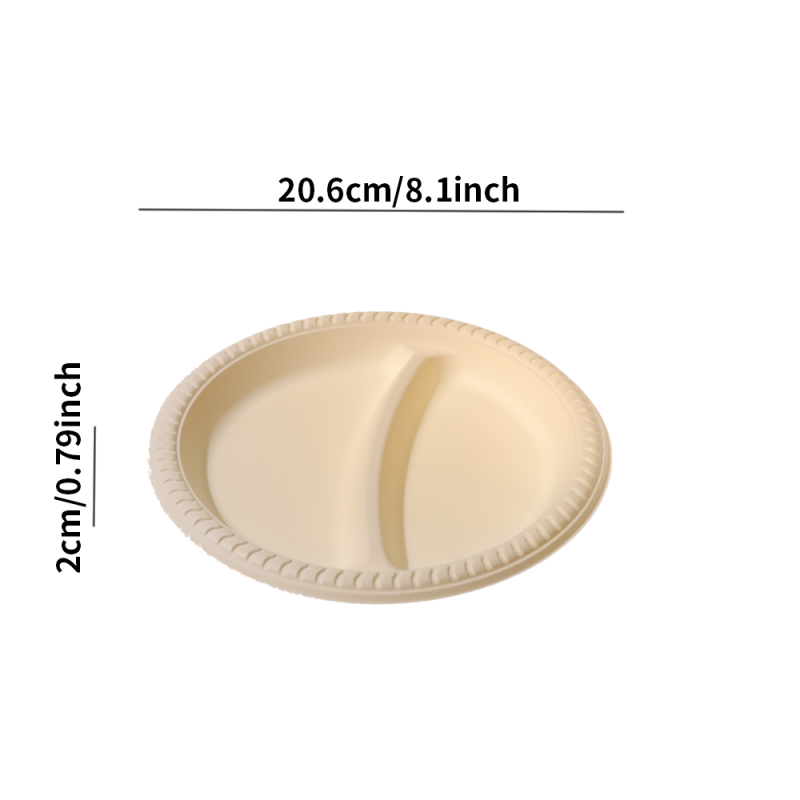 Sustainable 2-Section Cornstarch Compostable Plate
