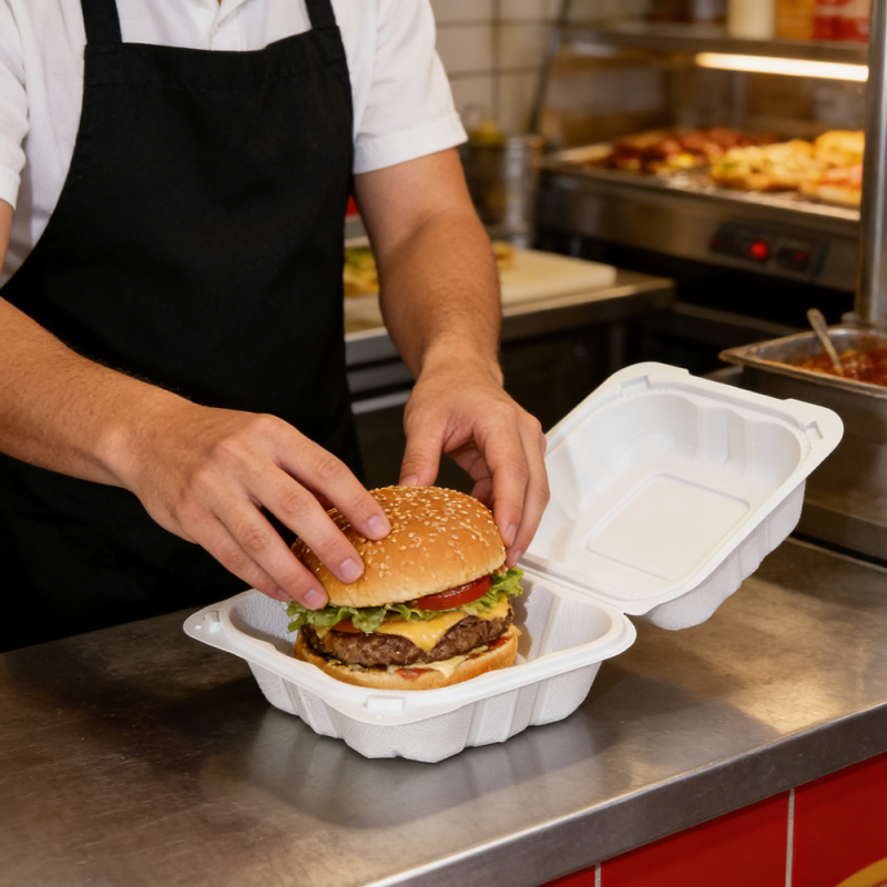 環境に優しいPPヒンジ付きクラムシェル食品容器