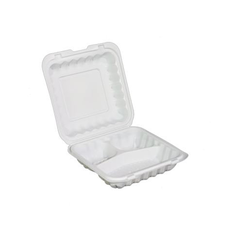 3-Compartment PP Clamshell Takeout Box