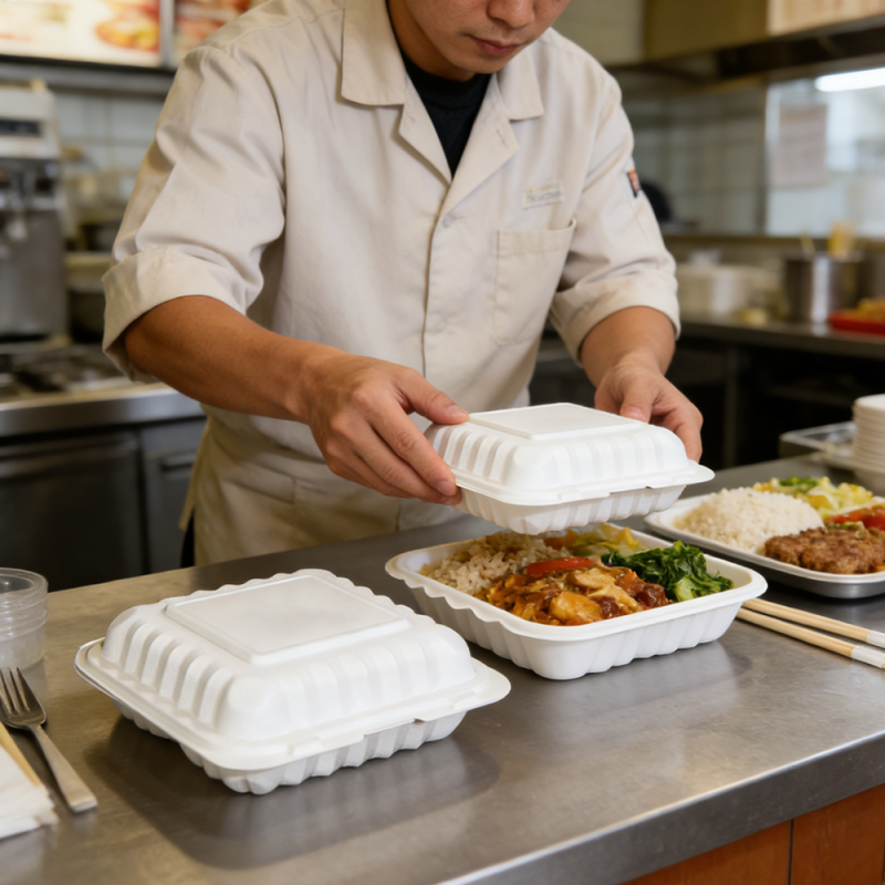 3コンパートメントPPクラムシェルテイクアウトボックス