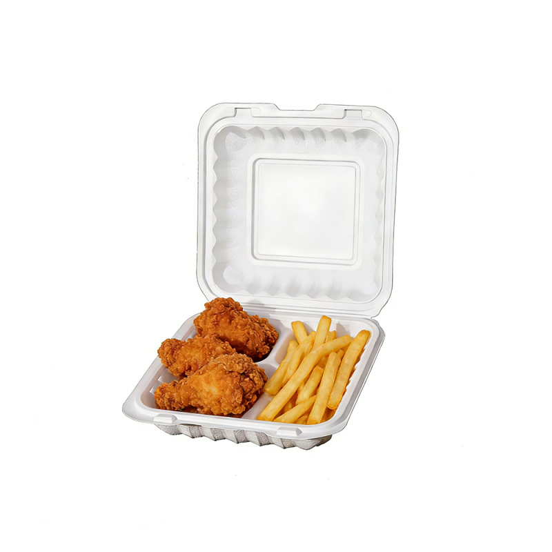 3コンパートメントPPクラムシェルテイクアウトボックス