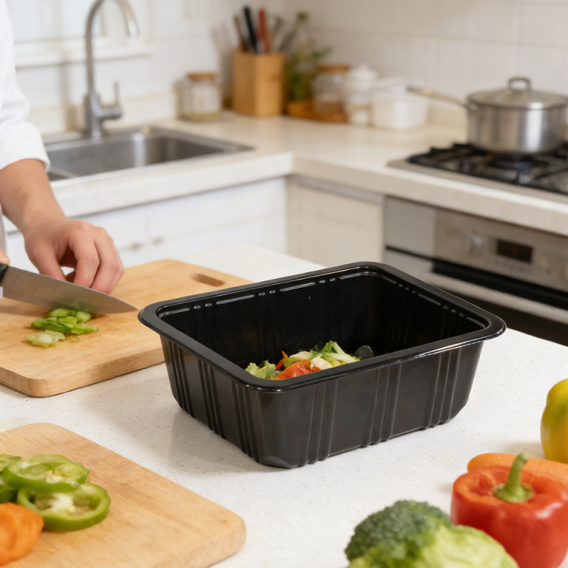 Tiefschwarze PP-Verpackungsschale für Geflügel und Fleisch