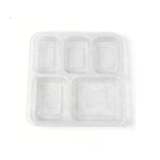 Bandejas premium transparentes para comidas frescas con 5 compartimentos