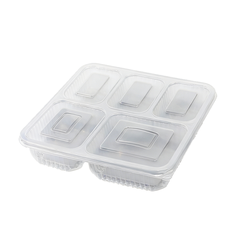Премиальные прозрачные подносы для свежих блюд с 5 отделениями