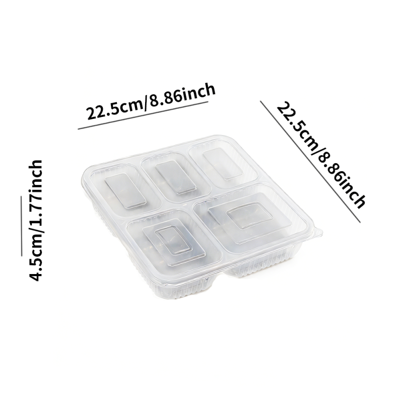 Премиальные прозрачные подносы для свежих блюд с 5 отделениями