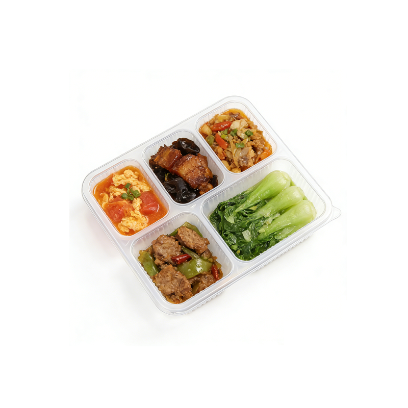 Премиальные прозрачные подносы для свежих блюд с 5 отделениями