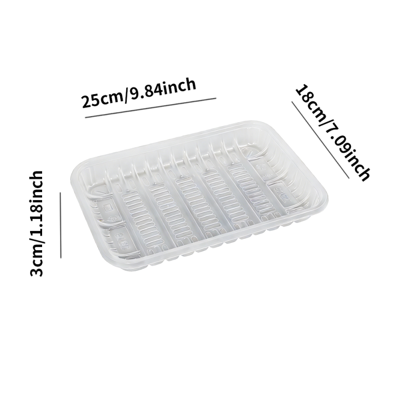 Clear PP Ribbed Fresh Meat Produce Packaging Trays