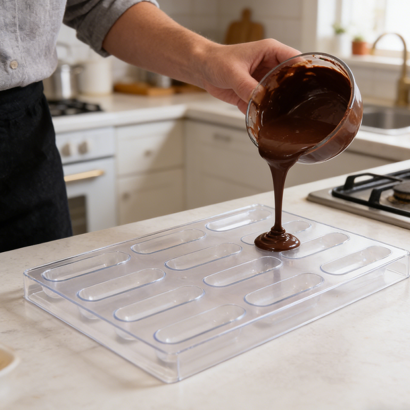 Moule à chocolat oblong professionnel à 12 cavités