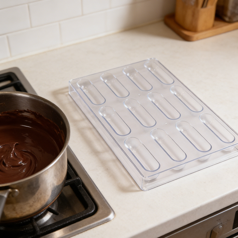Moule à chocolat oblong professionnel à 12 cavités