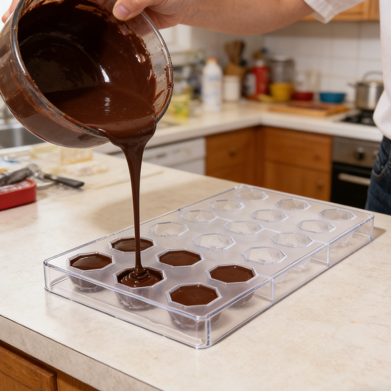 Moule à chocolat octogonal en plastique transparent