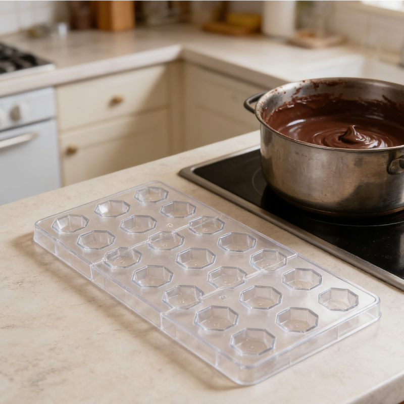 Moule à chocolat octogonal en plastique transparent