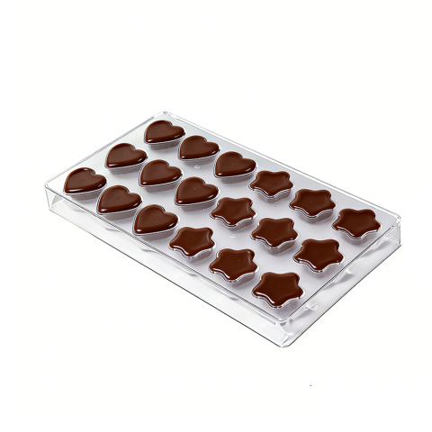 Moule à chocolat professionnel en PP en forme de cœur et d'étoile
