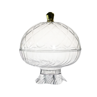 Elegante, transparente Luxus-Obstschale aus PET mit Deckel