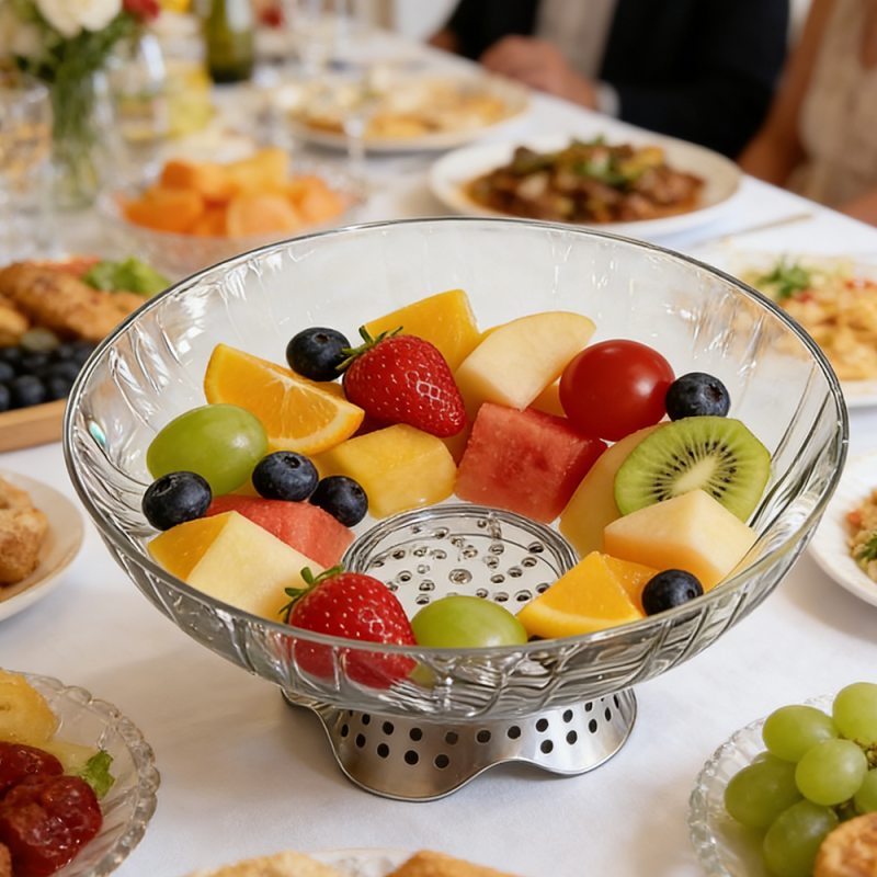Elegante, transparente Luxus-Obstschale aus PET mit Deckel