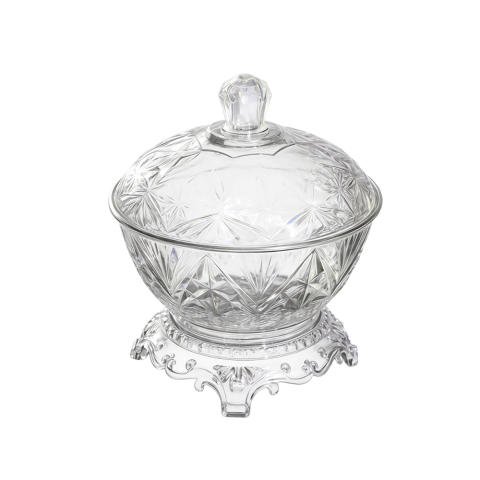 PET製装飾クリスタルフルーツサービングボウル（蓋付き）