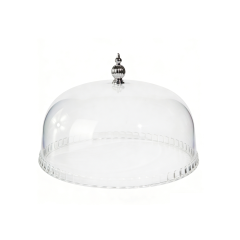 Cupola per torte in policarbonato trasparente da 30 cm con manico argentato