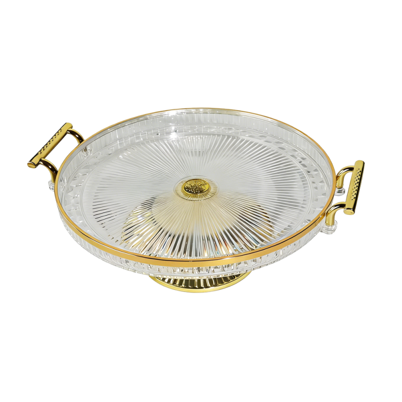 Elegant PS Gold Serving Tray Cake Stand with Dome