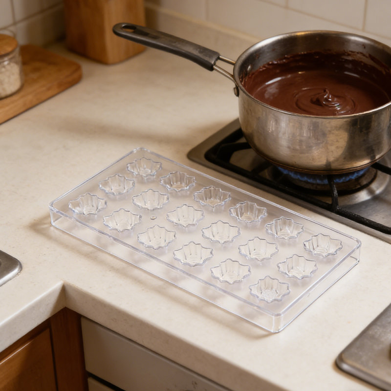 Plastic PS Maple Leaf Chocolate Mold 21 Cavity