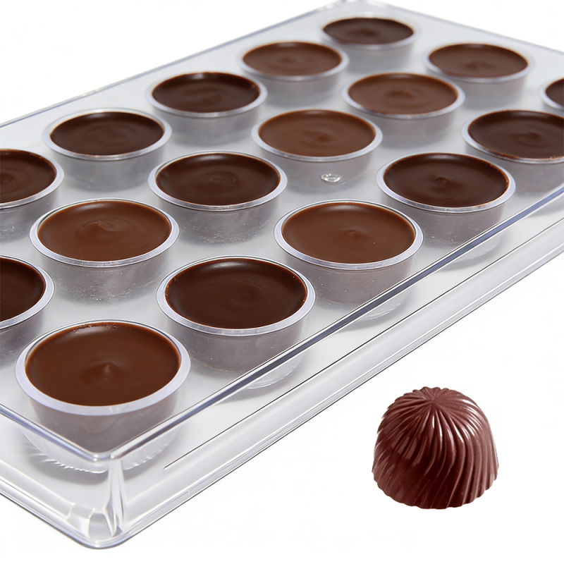 21-Cavity Swirl Dome Spiral Bonbon Chocolate Mold