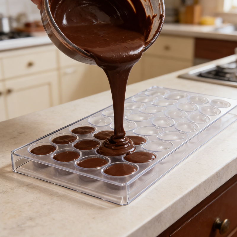Stampo professionale ovale per cioccolato a 32 cavità in PS