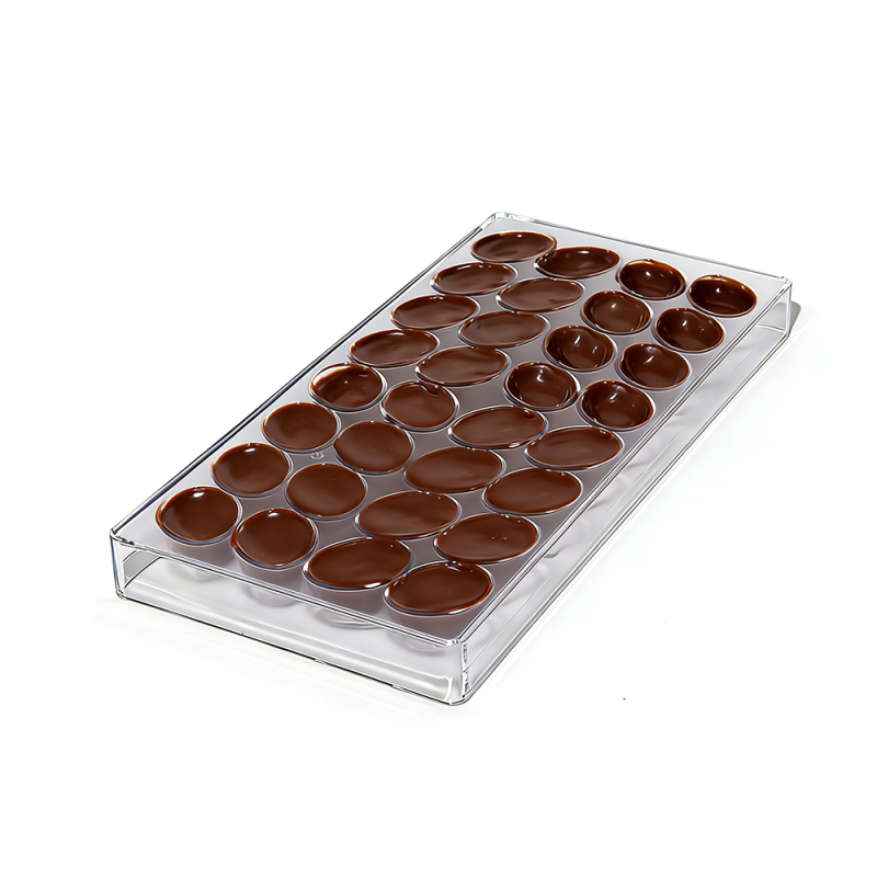Stampo professionale ovale per cioccolato a 32 cavità in PS