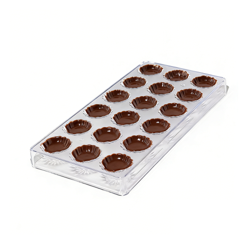 Molde de plástico transparente para bombones con forma de pétalo de flor (PS)
