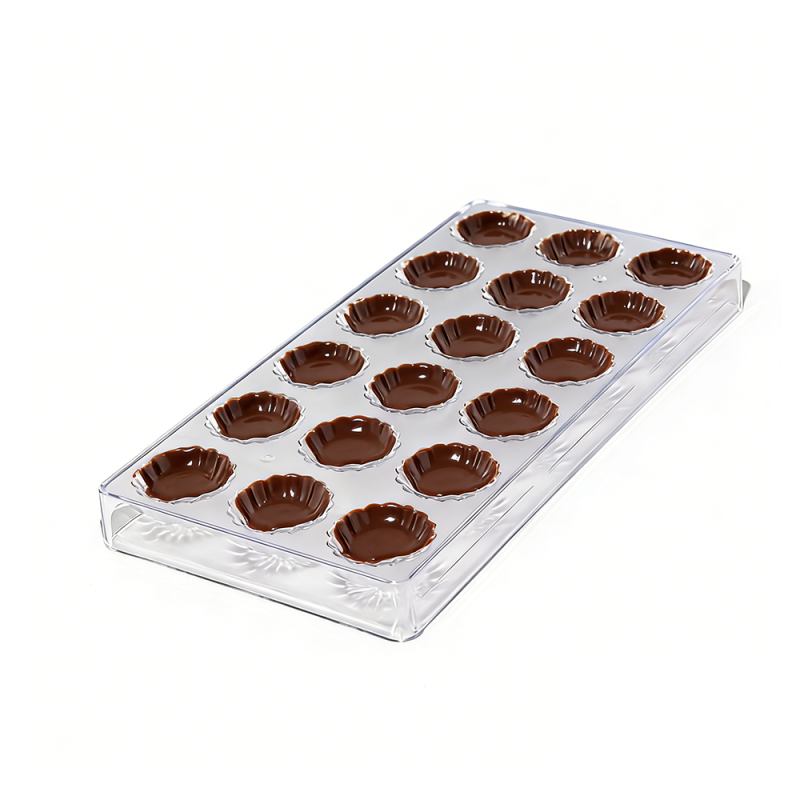 Molde de plástico transparente para bombones con forma de pétalo de flor (PS)
