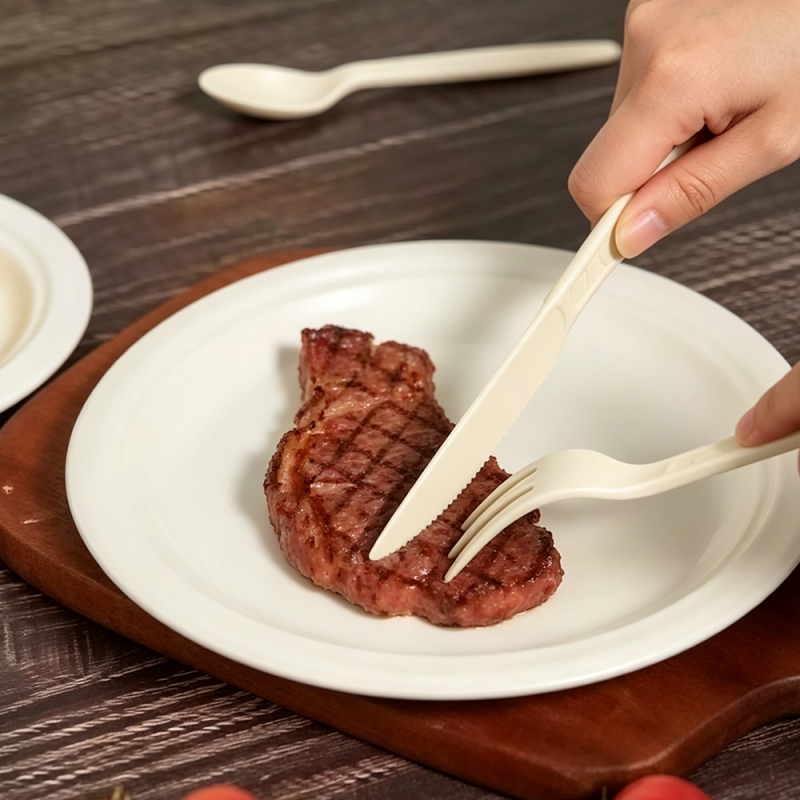 7 inch Cornstarch Forks Spoon Knife Cutlery Set