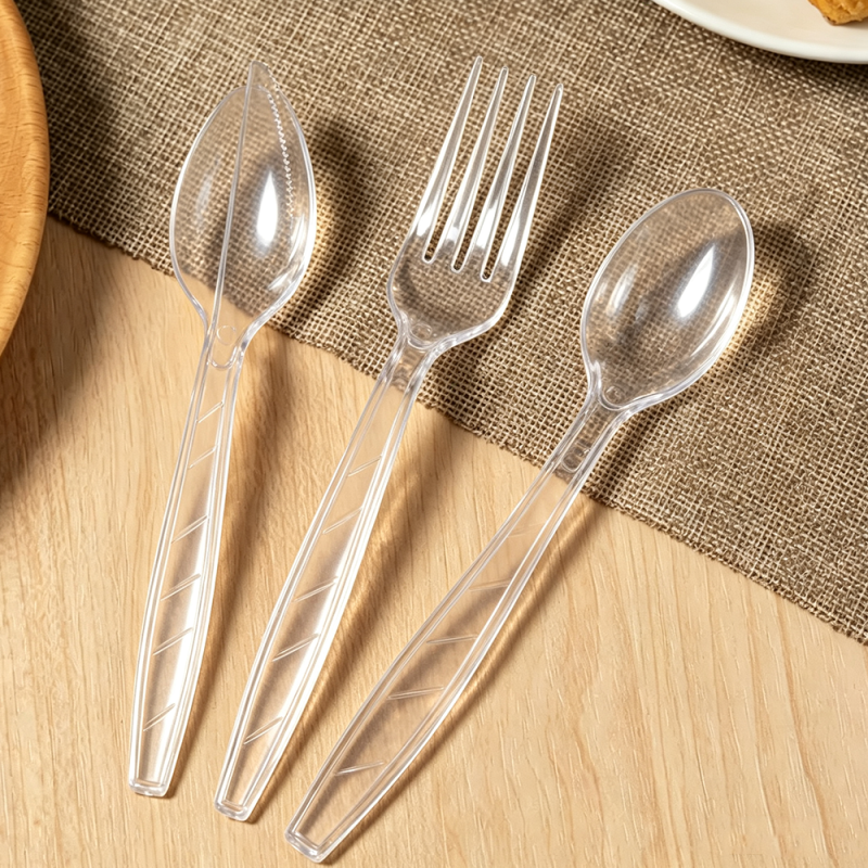 7 inch Takeaway Disposable PS Clear Cutlery Sets