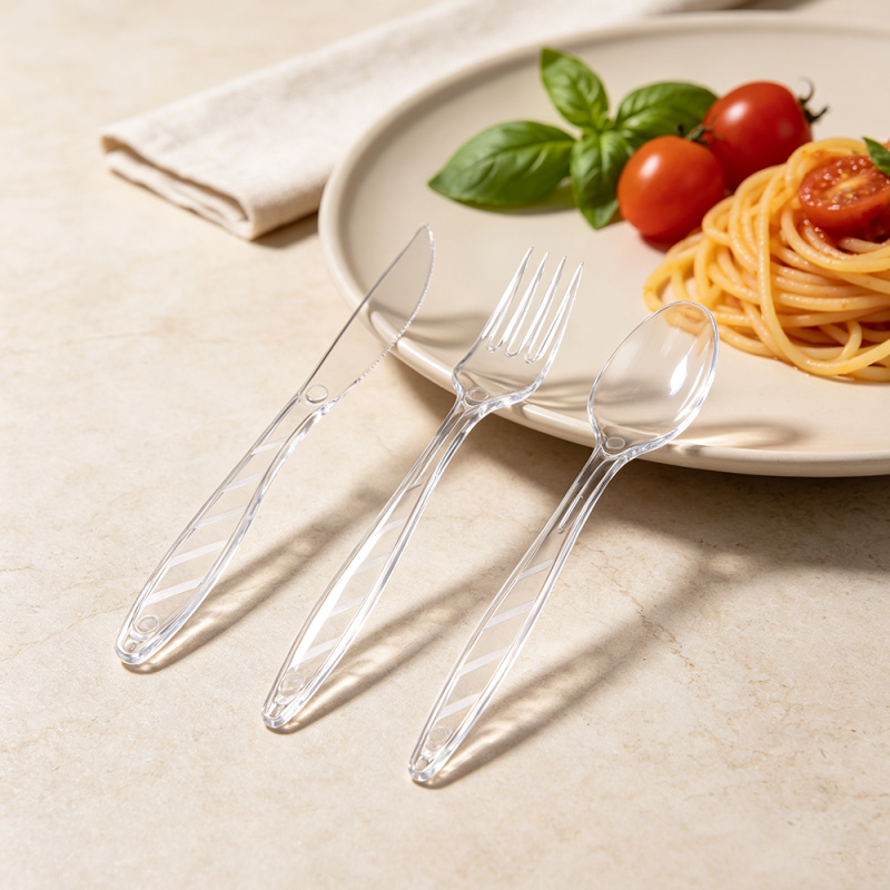 7 inch Takeaway Disposable PS Clear Cutlery Sets