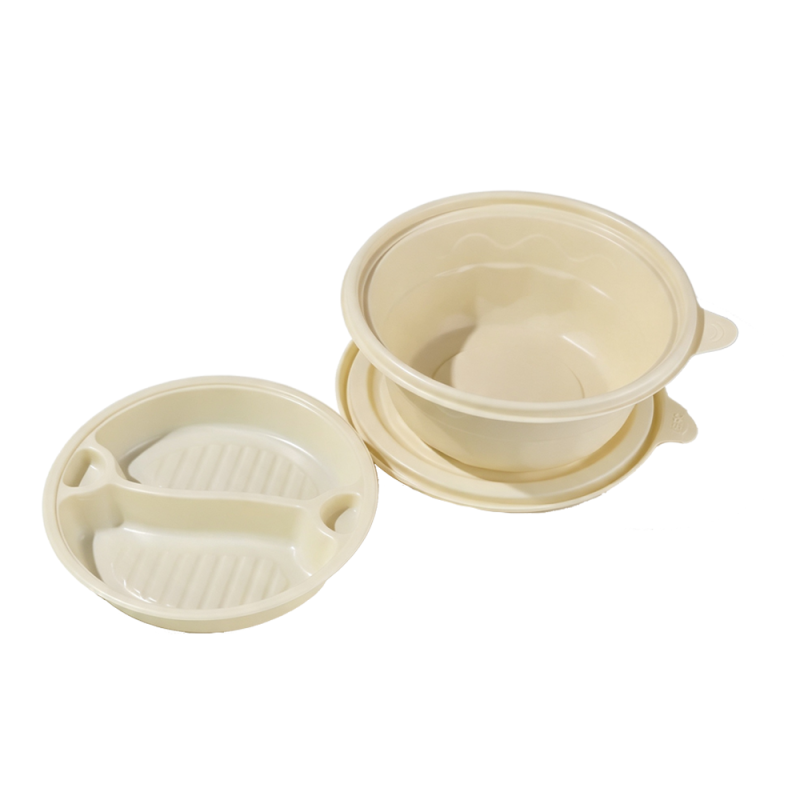 Takeaway-Tablett mit 2 Fächern und Suppenschüssel-Set
