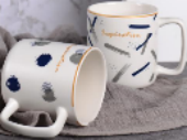 new bone china mug with electroplating handle & electroplating decal