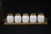 Canister for Sugar on bamboo tray