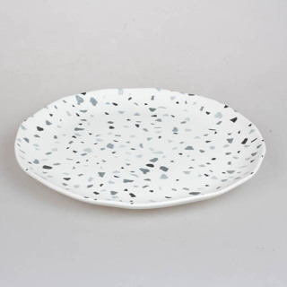 New Terrazzo Collection Decal Printed Matt Ceramic Soup Plate