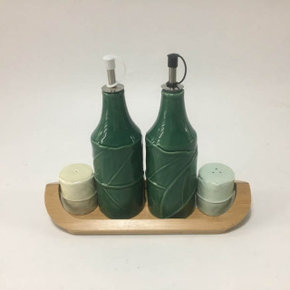 Set di bottiglie di olio di sale e pepe in ceramica Bottiglie di aceto di soia di oliva in porcellana per la casa