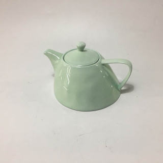 Tetera de cerámica de esmalte verde para el hogar y la cocina