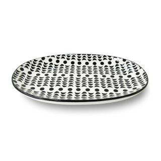 Black Pattern Design Rectangle Ceramic Dinner Plate