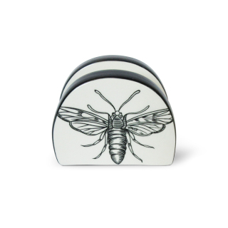 Portatovaglioli piccolo in ceramica decorato con libellula