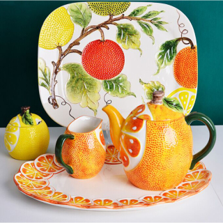 Plato ovalado de diseño de fruta de postre de cerámica para cocina