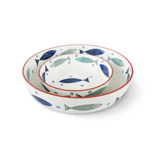 Large Fish Design Porcelain Noodle Bowl With Chopstick