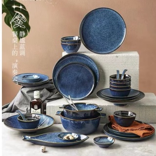 Керамическая глазурь Кухонная тарелка Фарфоровая миска набор посуды с декоративной глазурью