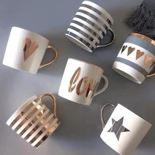 ceramic Valentine's Day Mug &cup Heart Golden printing