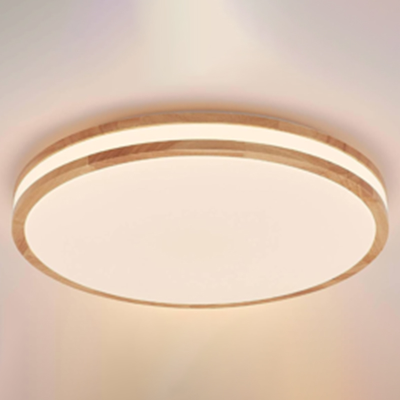 Double-line wooden ceiling light