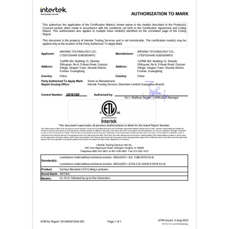 AUTHORIZATION TO MARK