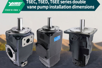 Dimensões de instalação da bomba de palhetas duplas série T6EC, T6ED, T6EE