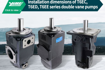 Dimensiones de instalación de las bombas de paletas dobles series T6EC, T6ED, T6EE