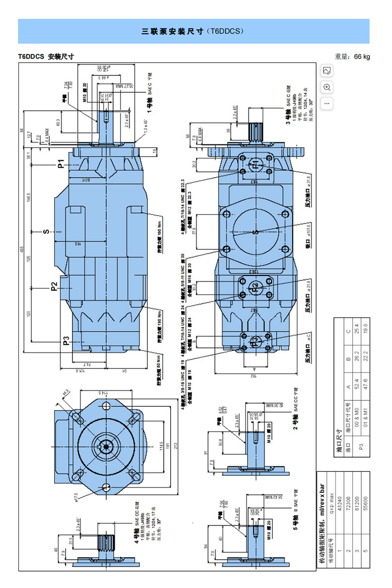 Parker Denison type triple vane pump