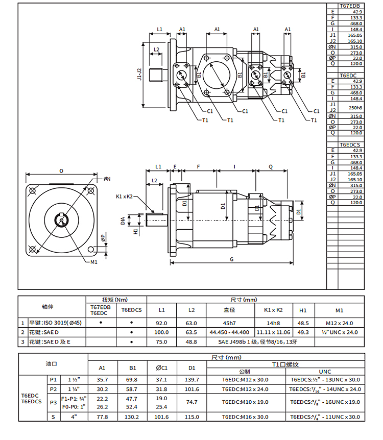 Hydraulic triple pump